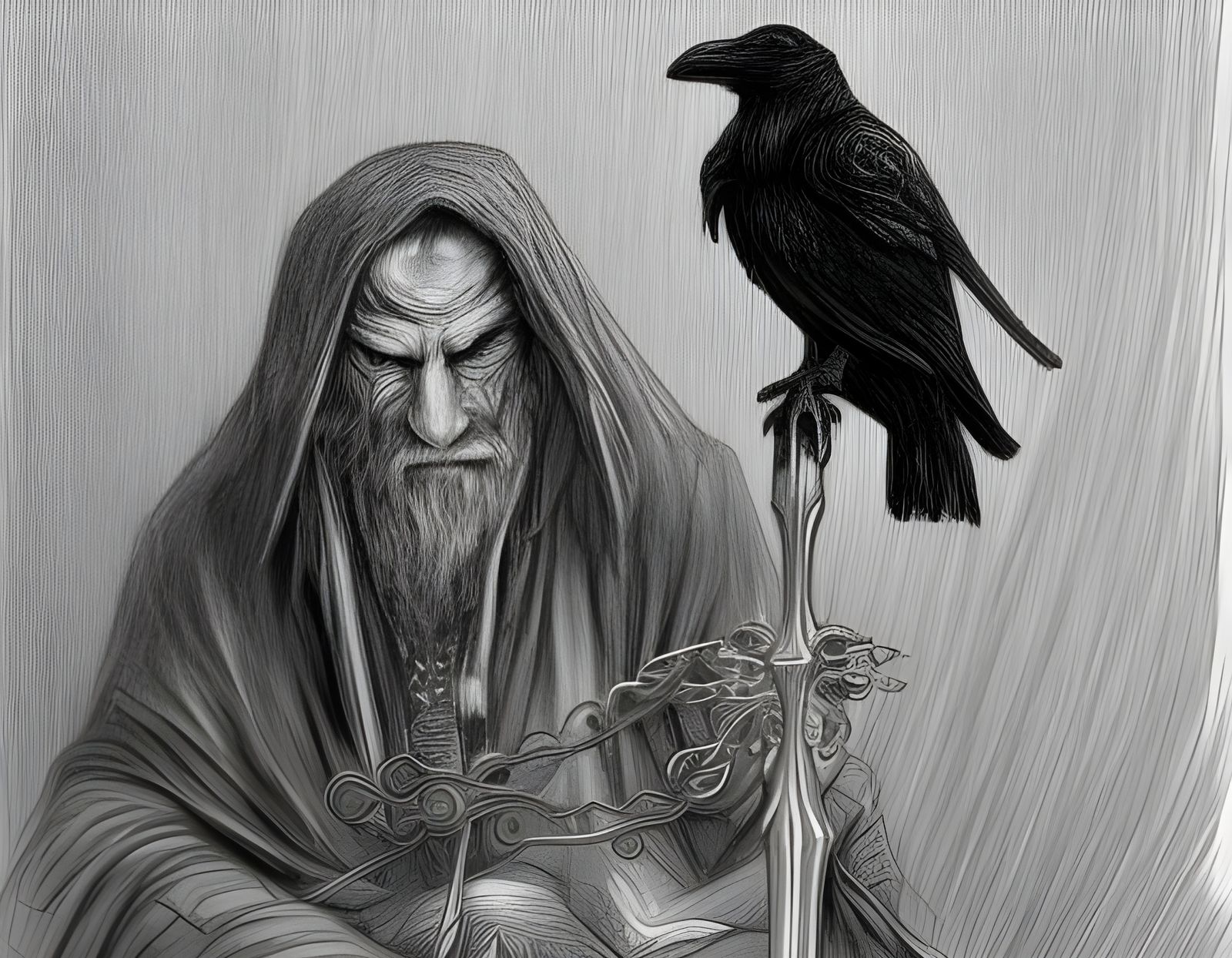 Old Wizard With His Raven - AI Generated Artwork - NightCafe Creator