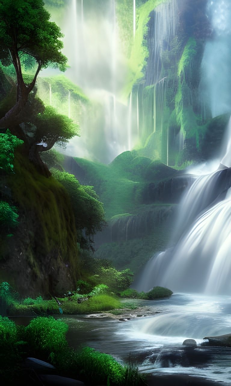 Waterfall 2 - AI Generated Artwork - NightCafe Creator