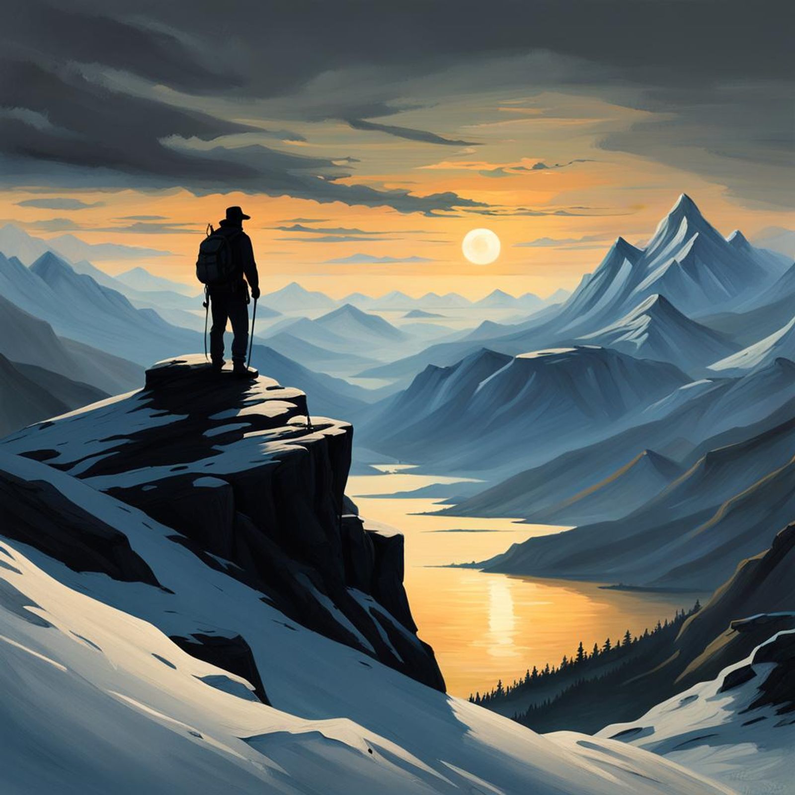 A lonely wanderer on a mountain top #3 - AI Generated Artwork ...