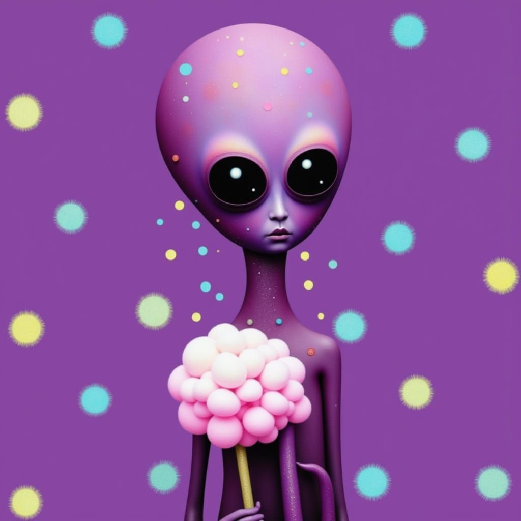 <lora:Sureally:1.0> <lora:Surreal Happiness:1.0> <lora:mmcollage:1.0>  a purple octopus alien raining cotton candy in a bubblegum ocean 