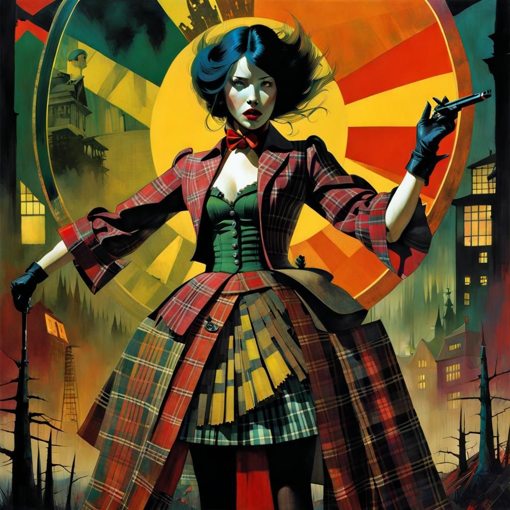 Imaginative scenes showcasing characters adorned in plaid fashion or surrounded by plaid-inspired elements  by @Blairo08