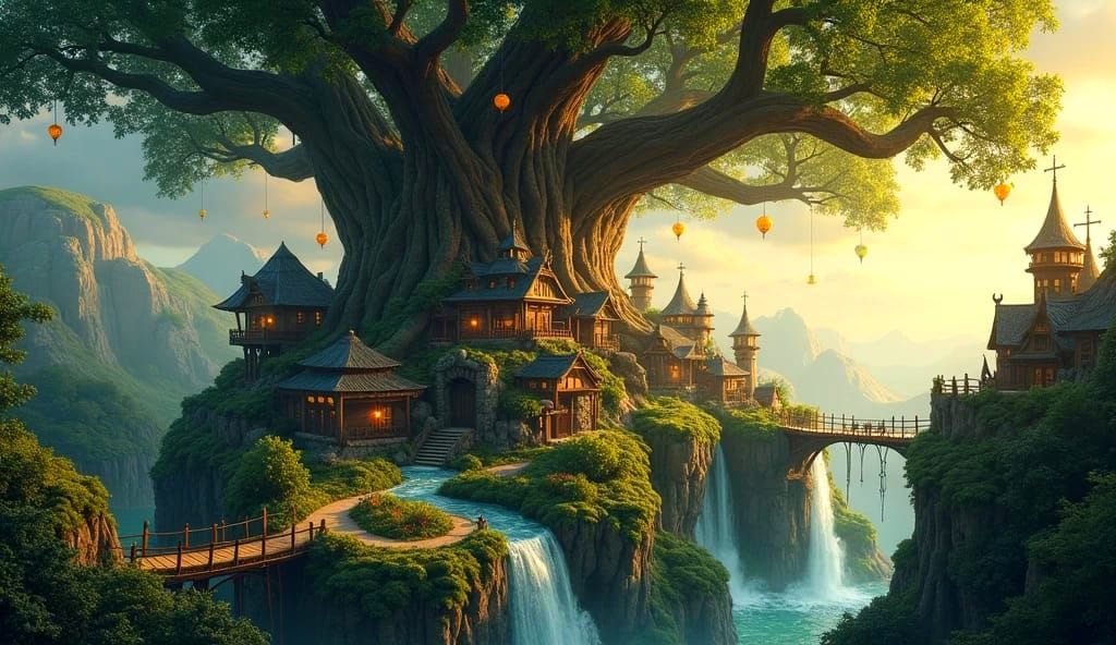 The Great Tree! The main focus of a fantastical medieval village