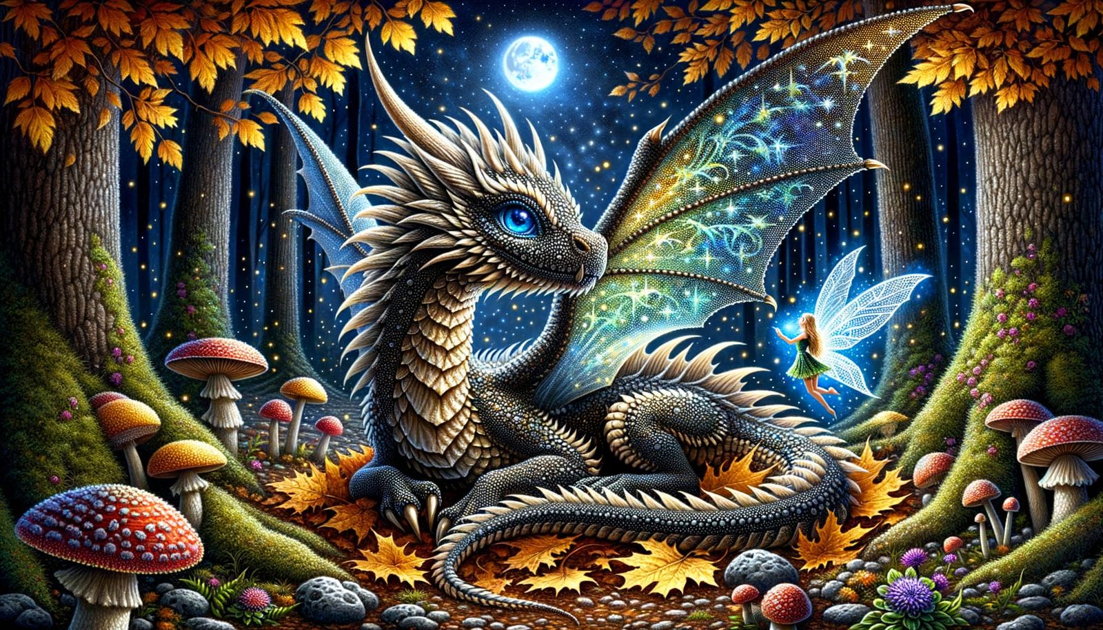 a highly detailed art of a charming little dragon with detailed spiked tail and long wings sitting on ...  by @Spearmint