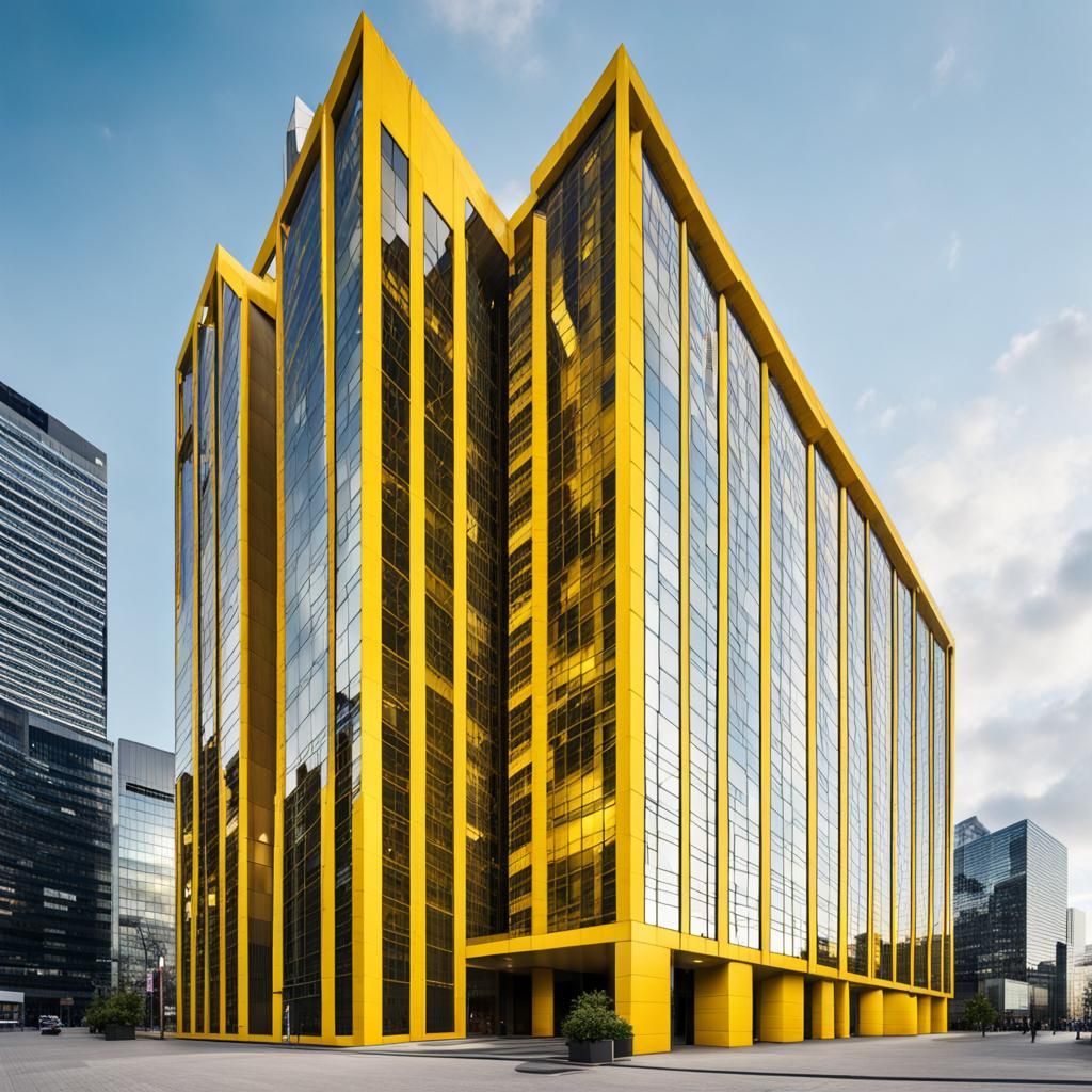 Yellow modern office building in the city