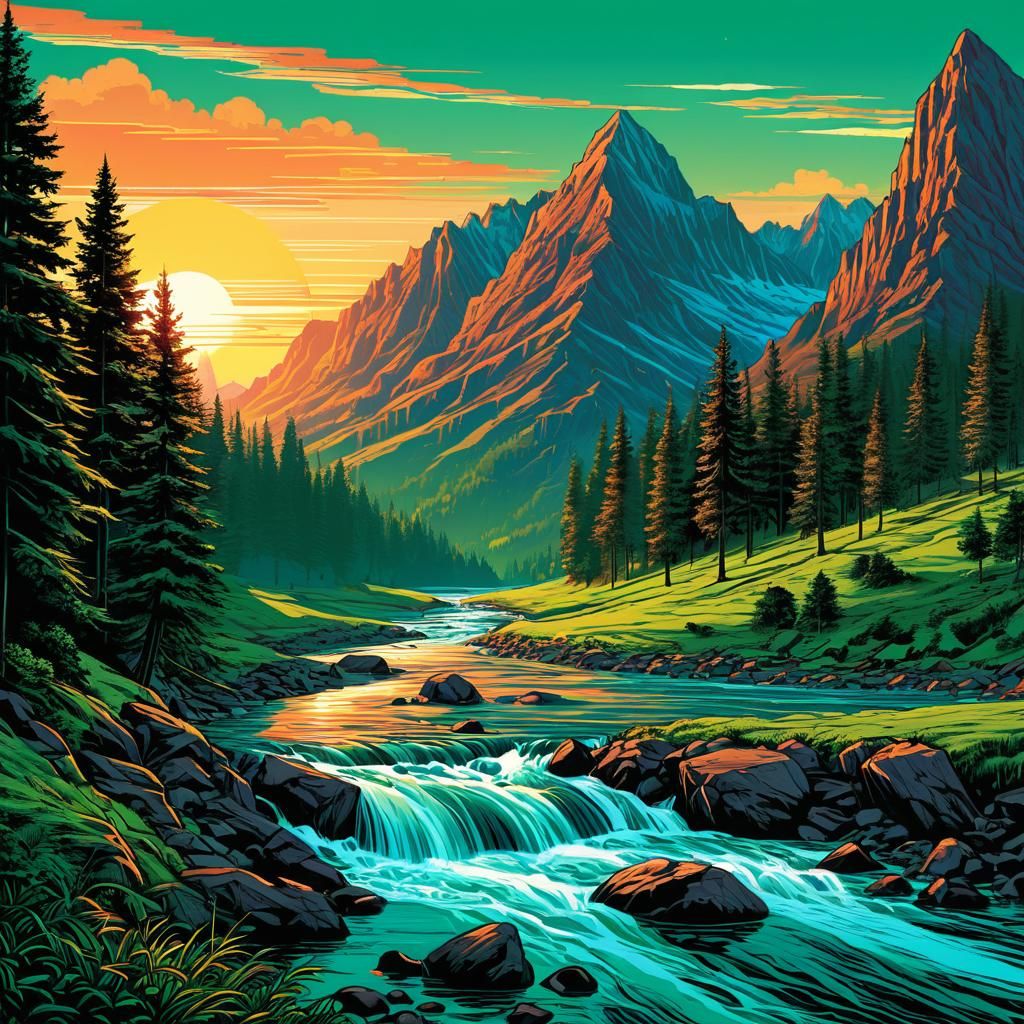 Mountain River Sunrise