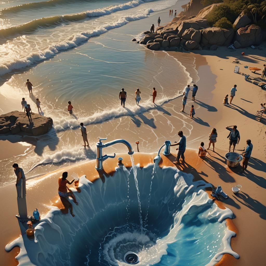 Beach Scene Created in Sink with Hyper-Realistic Details