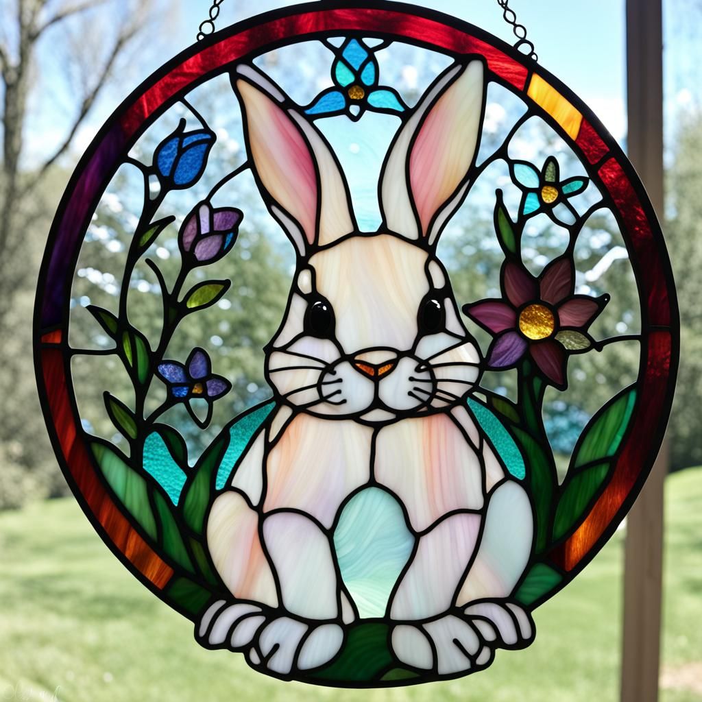 stained glass bunny - AI Generated Artwork - NightCafe Creator