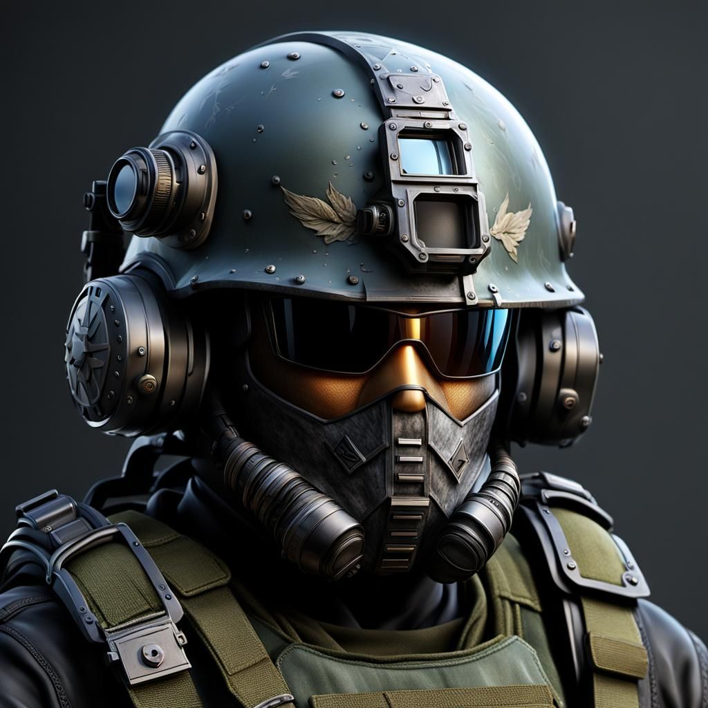 [ultimate helmet for protection against war, highly detailed...