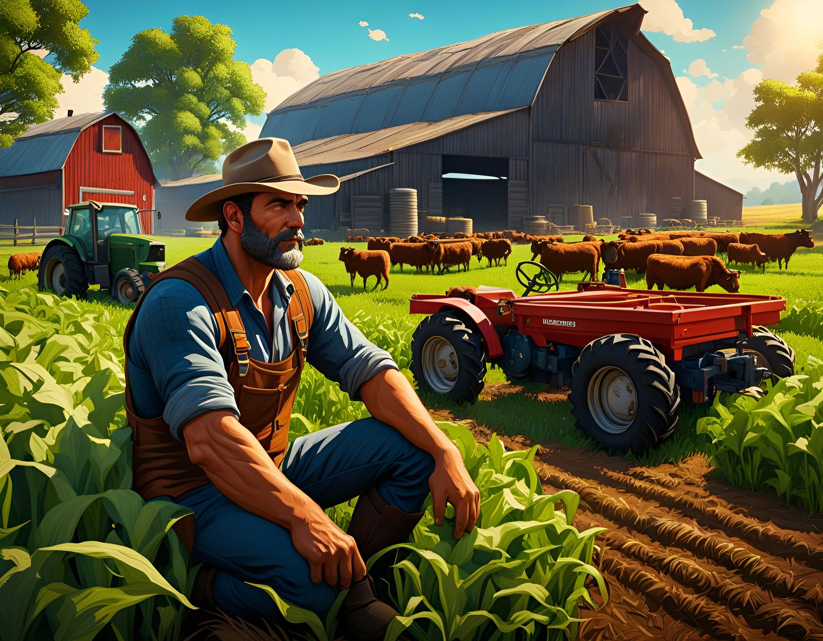 relaxing after working hard on the farm  by @Skullvia