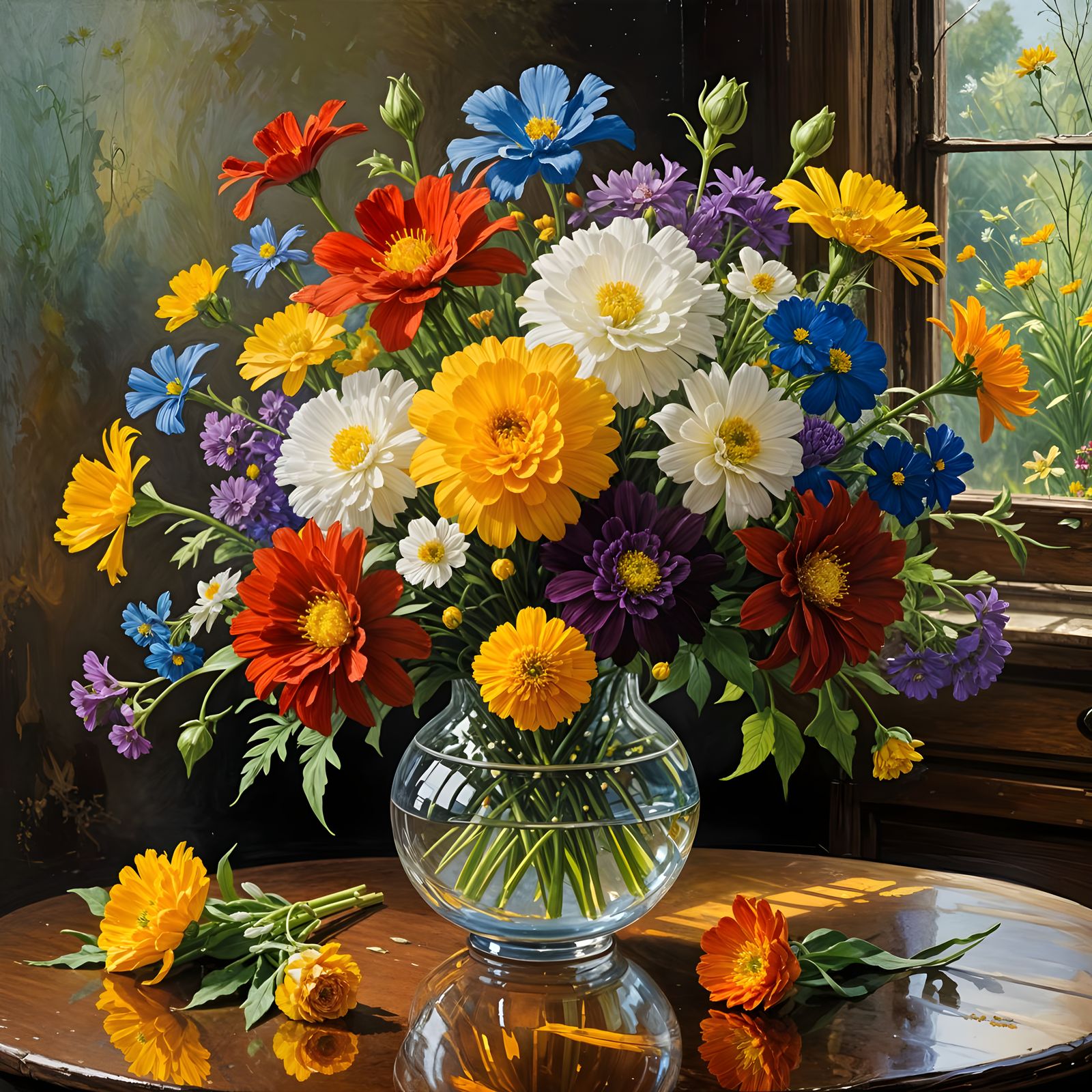 A glass bouquet of flowers  by @Bunnzo