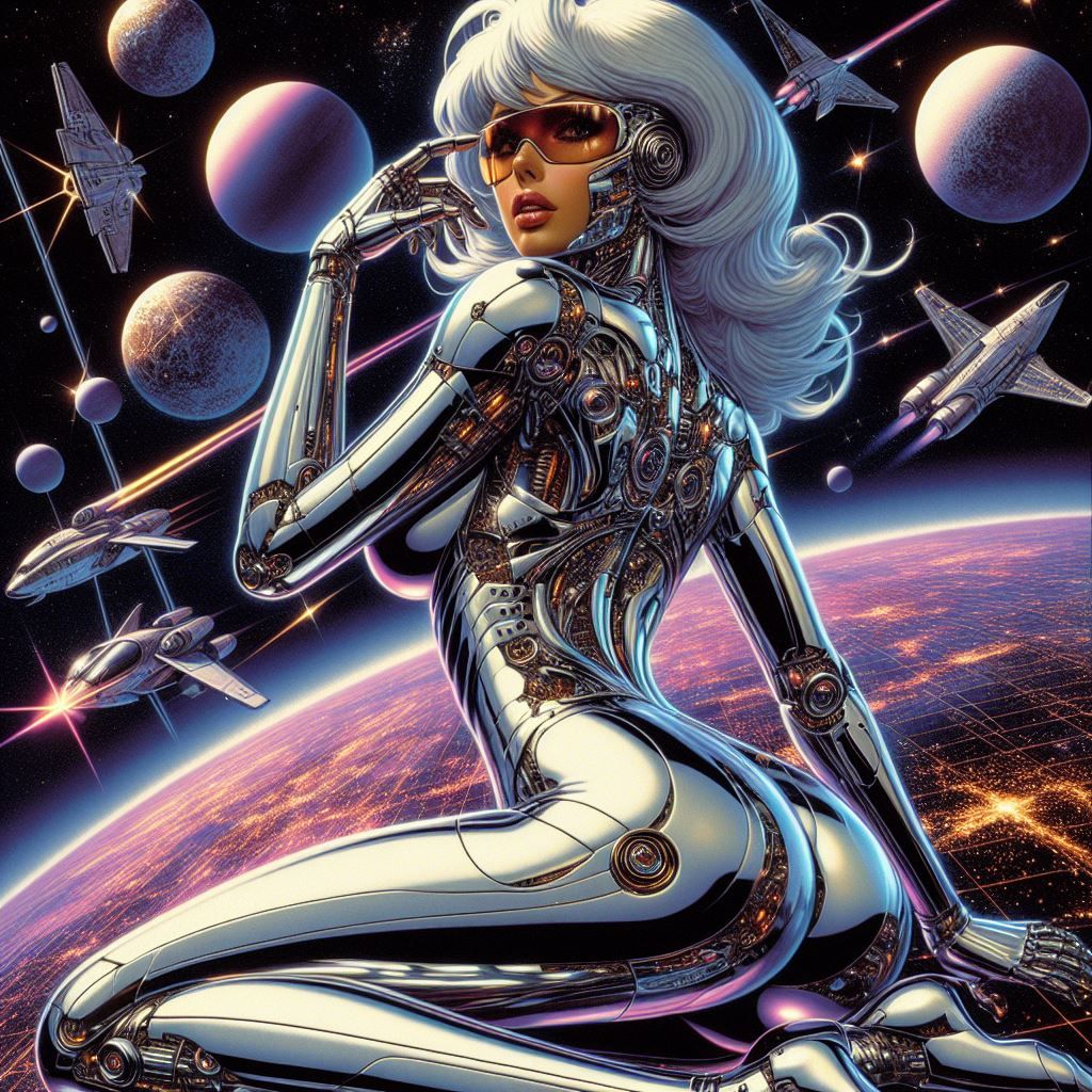 hajime sorayama retro 80s sci-fi futurism cyberpunk space gi...