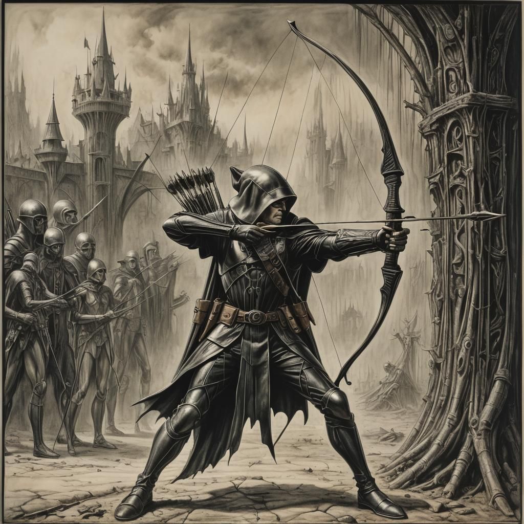 Robin hood shooting with bow and arrow   by @Alfalfa_FSN