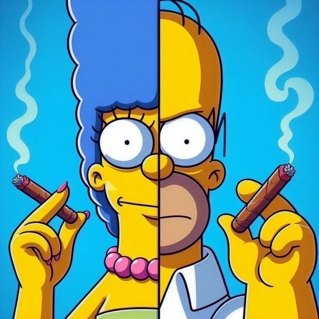 2 faced homer and marge as one