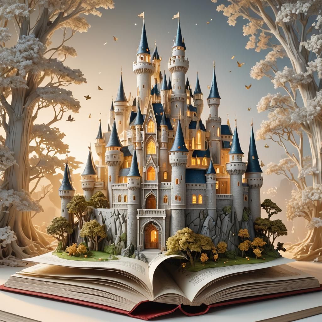 double exposure: A beautiful magic fairytale castle popping ...