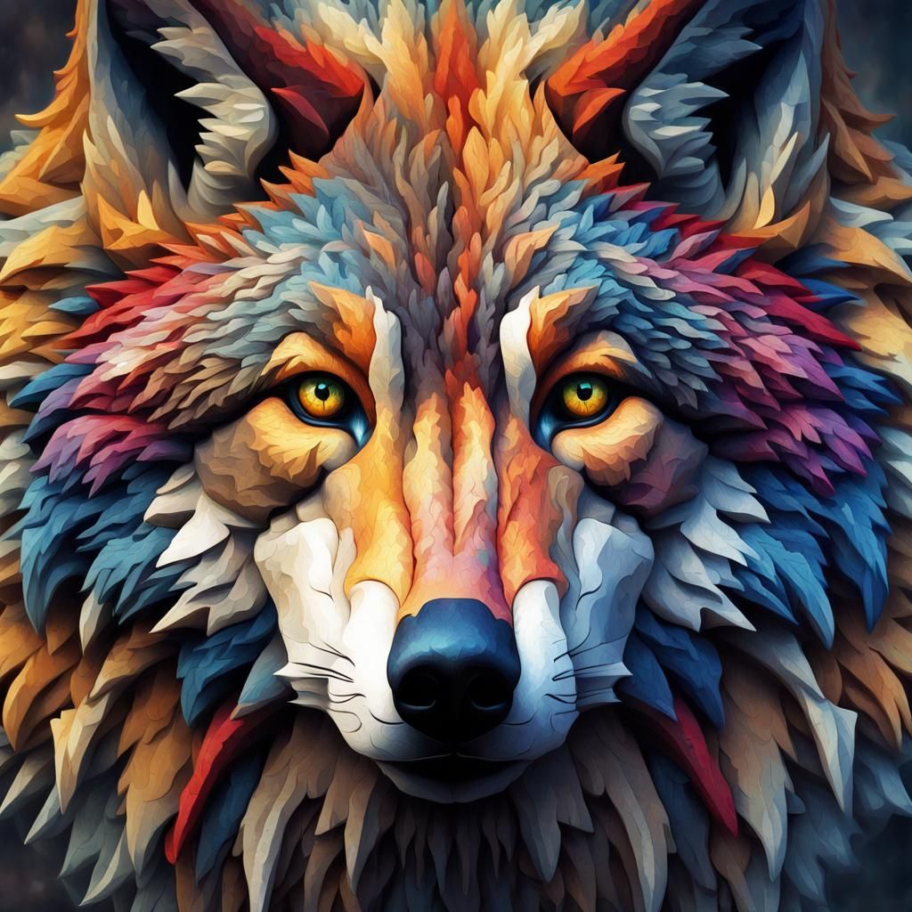 Multicolored wolf - AI Generated Artwork - NightCafe Creator