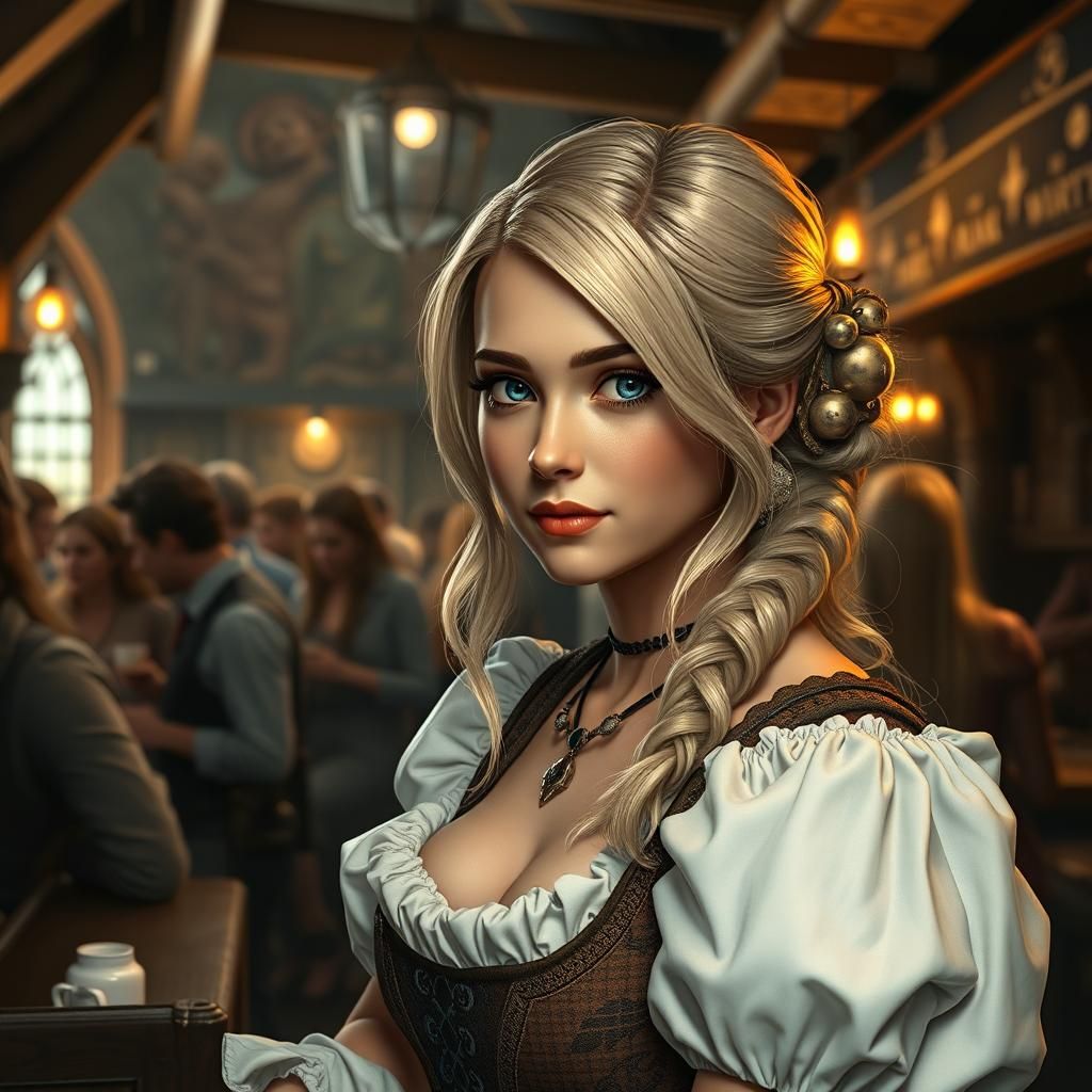 Beautiful blonde bavarian young lady in tradi in a tradition...