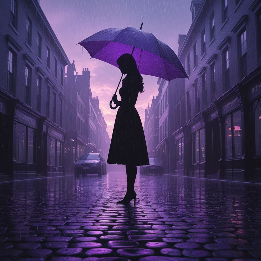 rainy silhouette in purple