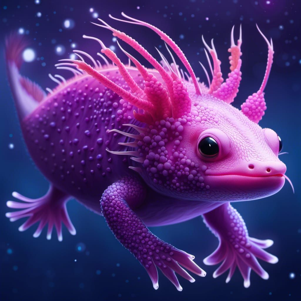 Photograph Portrait of an Adorable magical Axolotl, Clear Wa...