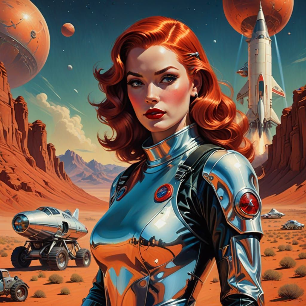 Pinup Model on Mars