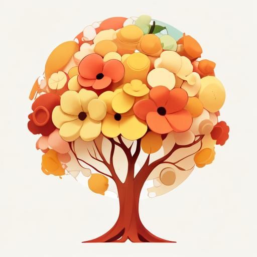 Abstract Geometric Tree Art in Autumnal Colors