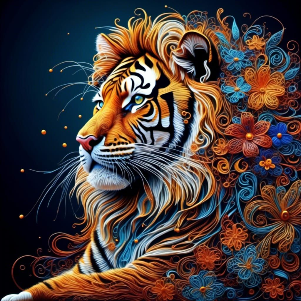 Tiger string flower art - AI Generated Artwork - NightCafe Creator