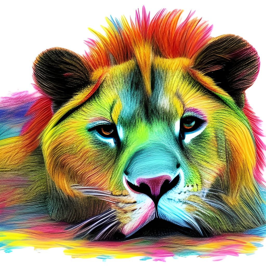 Crayon Lion after eating too many Crayons!  by @3E