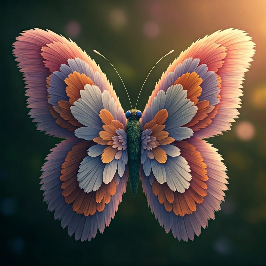 Floral Butterfly 3D Render with Dreamy Bokeh