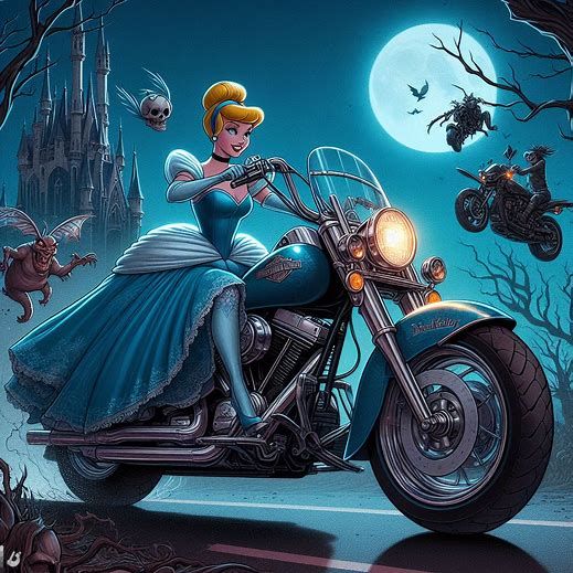 Cinderella on a Harley Davidson Dark Disney