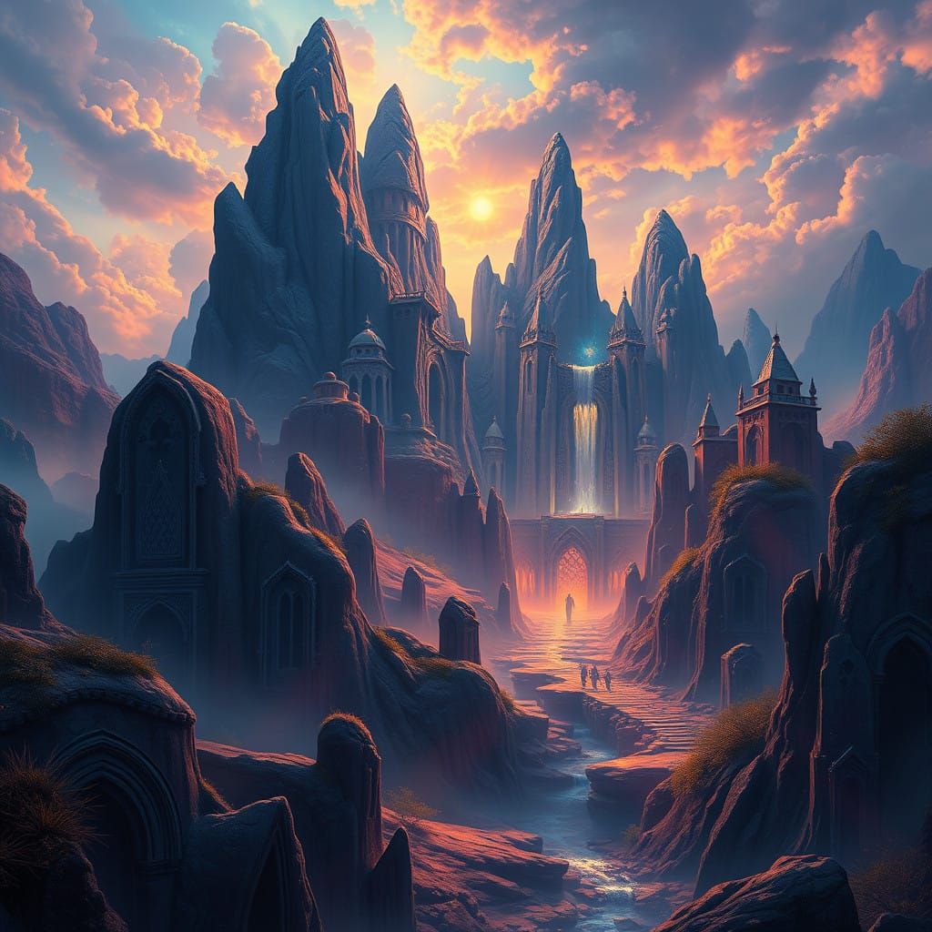 Mystical Realm in Vibrant Hues, Evoking Wonder and Discovery