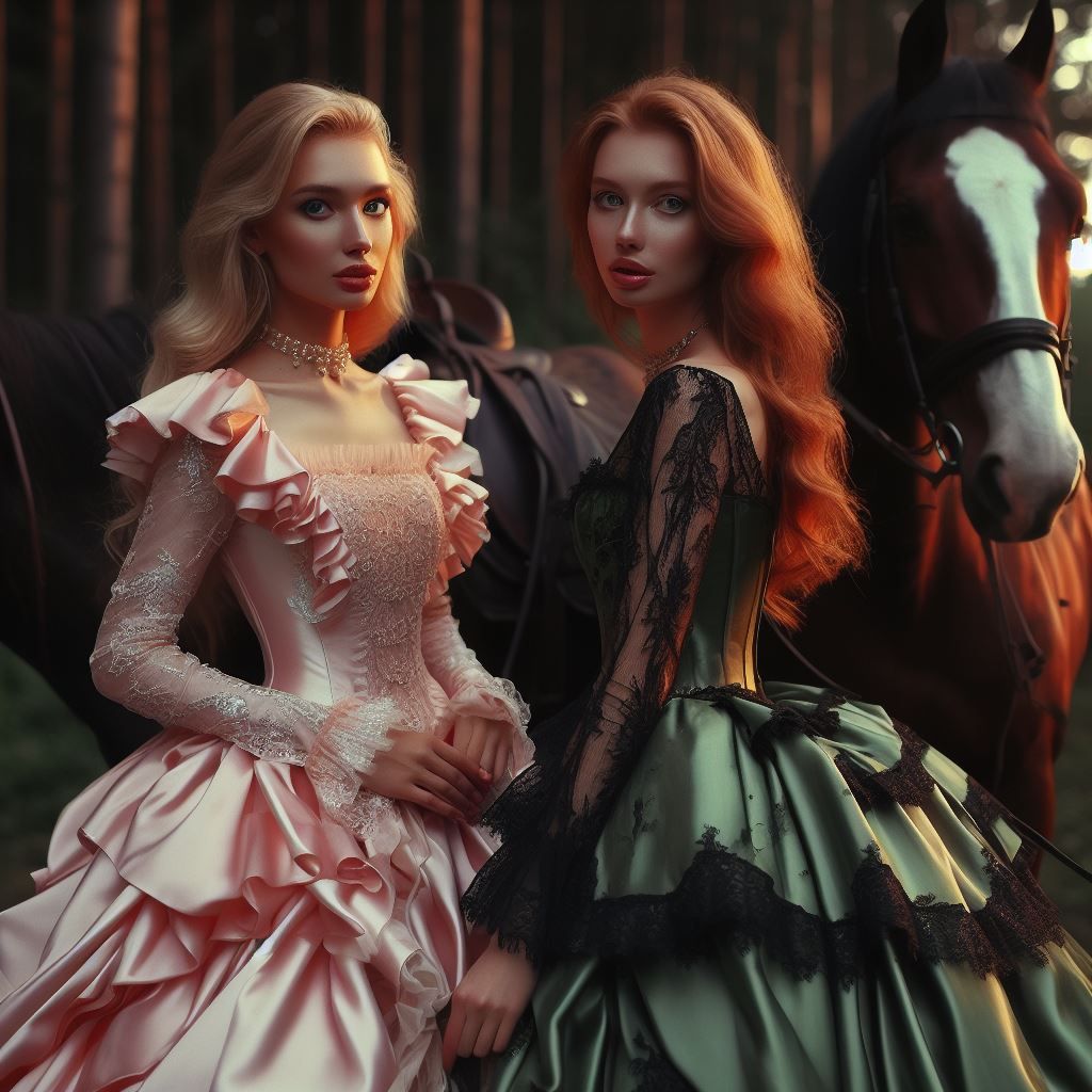 Beautifull girls with stunning satin dress