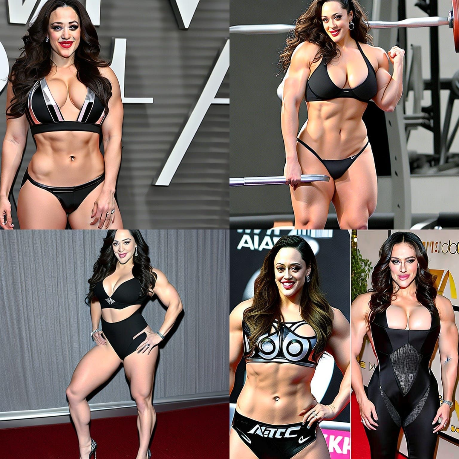 Kat Dennings as a female bodybuilder AI Generated Artwork