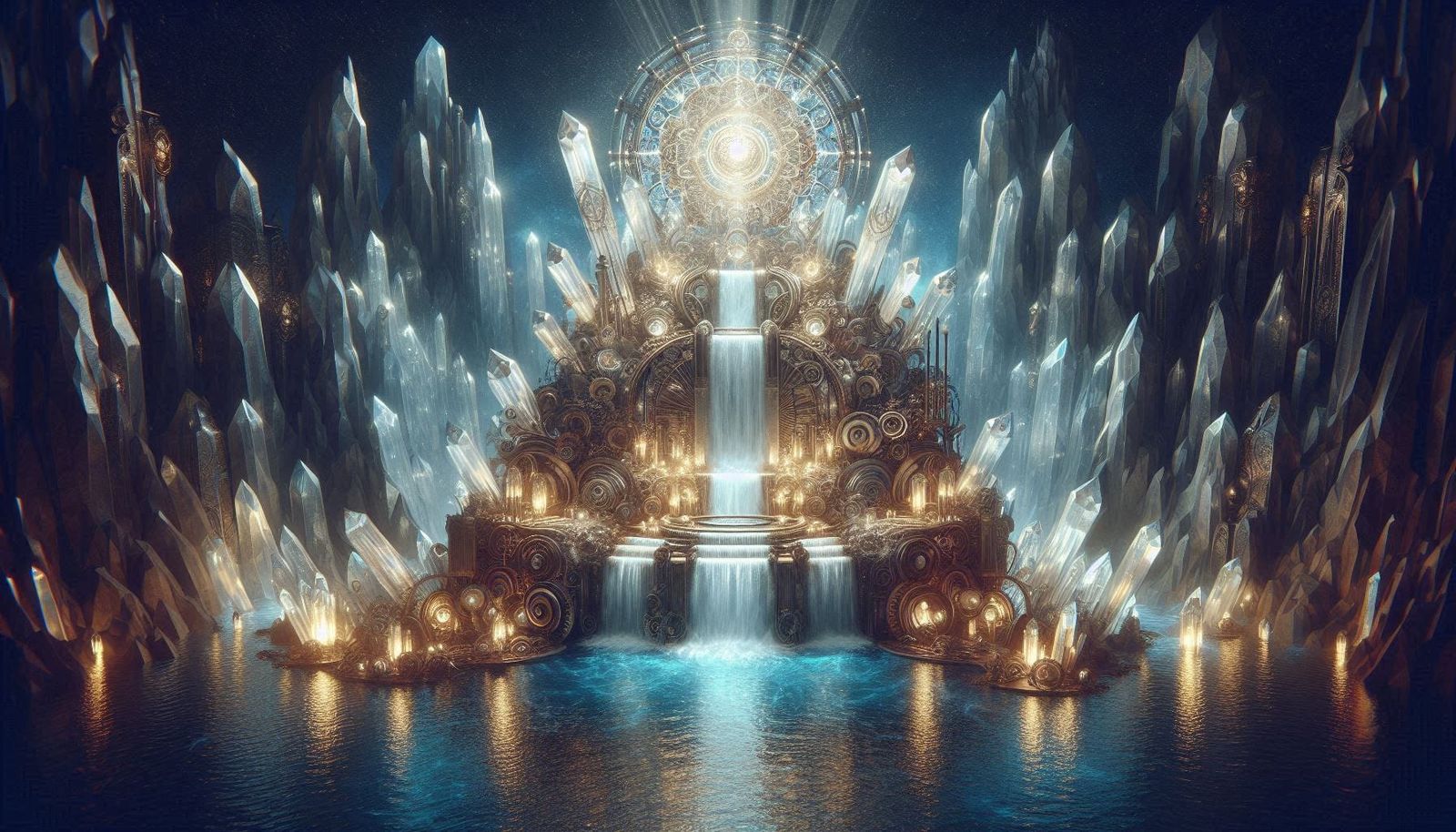 14 magical sparkling Waterfall in a crystal mountain pic 4