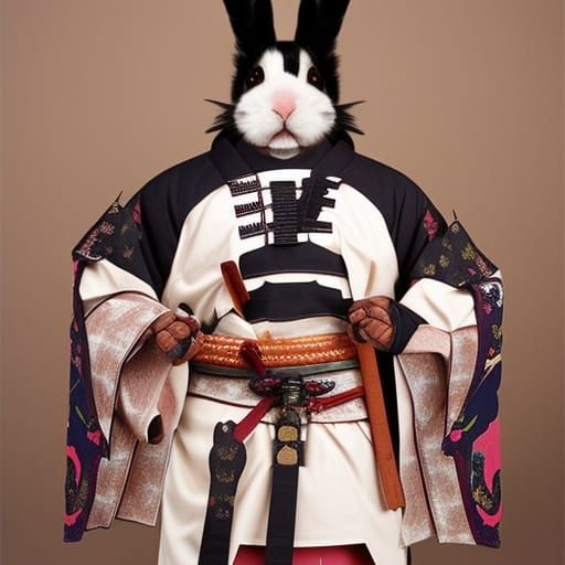 nice samurai rabbit with ears tied l, sword and magnificent samurai ...