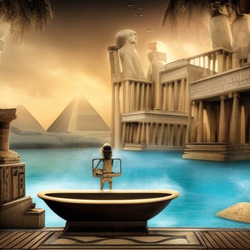 Ancient Egyptian bath with a view AI Generated Artwork NightCafe