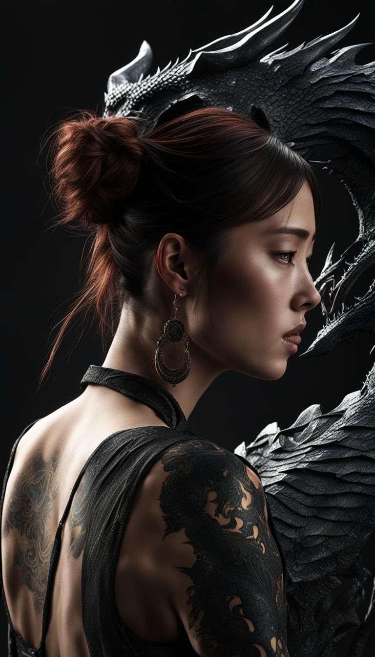 Dragon girl with a tattoo
