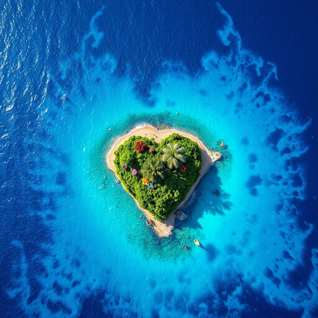 Bird's eye view. A heart-shaped island   by @Jenim