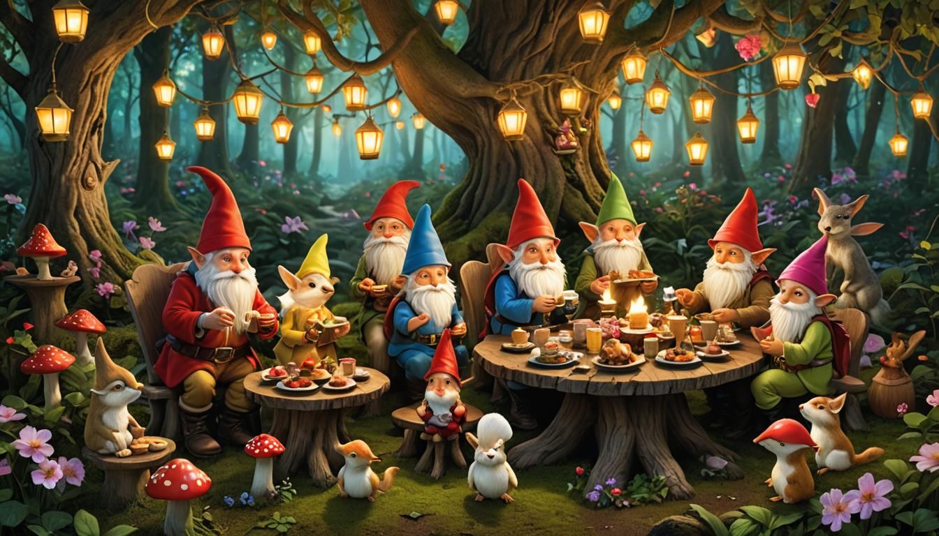 Gnome Tea Party in the Woods
Picture a cozy, whimsical tea p...