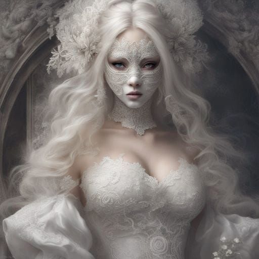 A beautiful fantasy female queen of the night, white