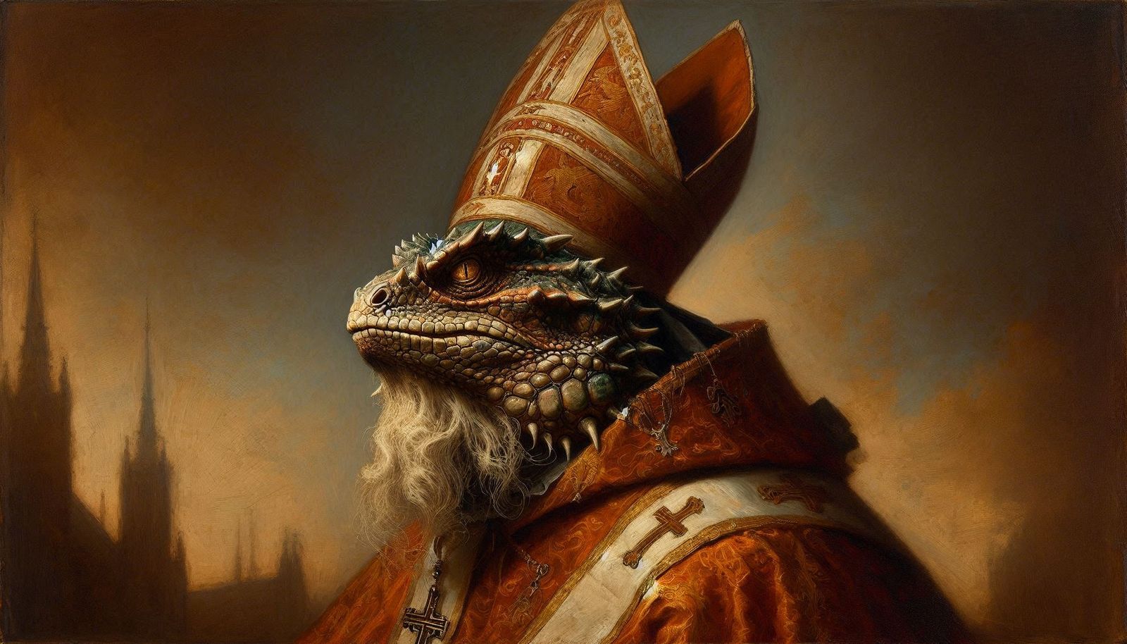 "The Lizard Pope" Oil on Canvas