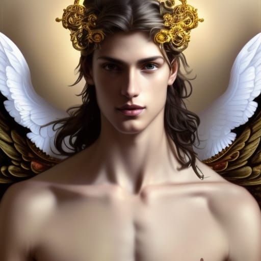 Extravagant angelic super male model princes of heaven gold ...