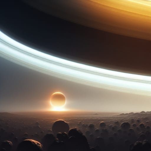 Saturn's rings,  a view from Titan undefined