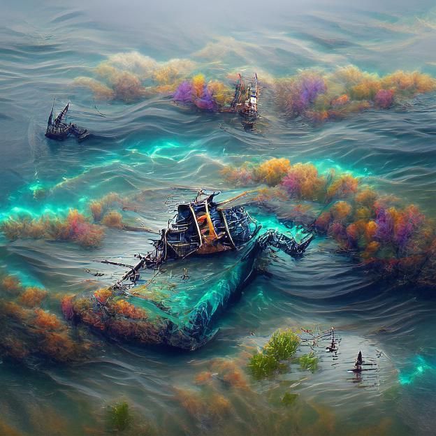 Scary sunken shipwreck