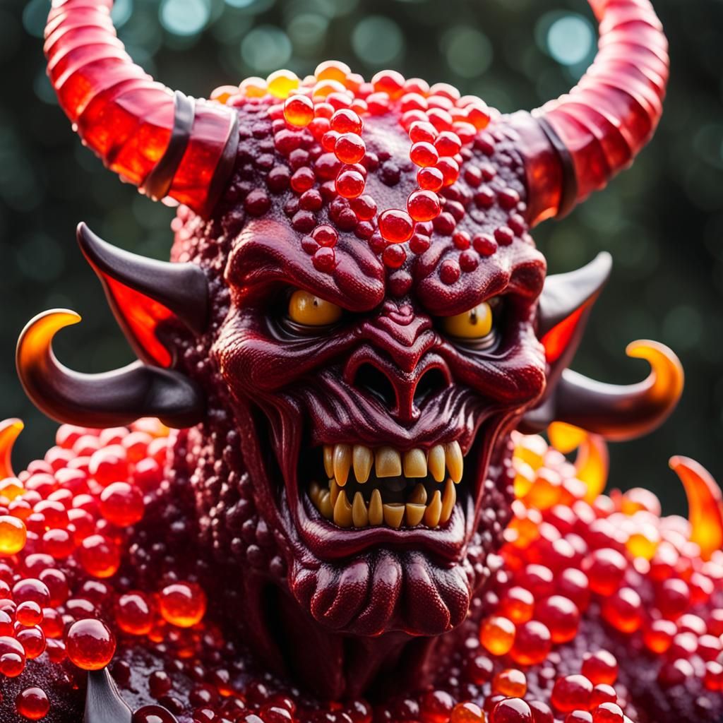 A 3-D giant horned Satan
