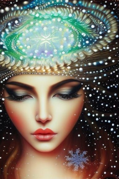 Expressively detailed and intricate calligraphy ink painting...