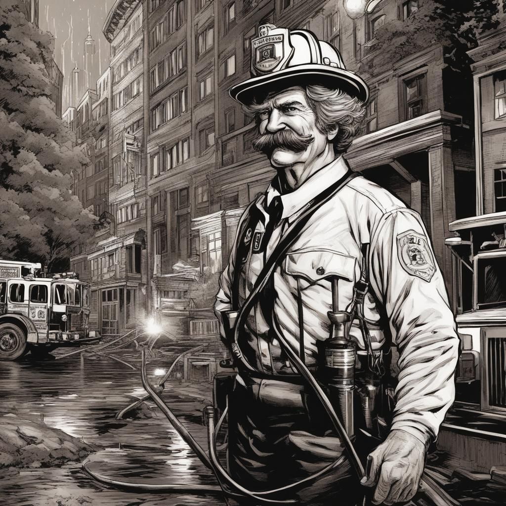 Mark Twain as a NYC Fire Fighter Mark Brooks and Dan Mumford...