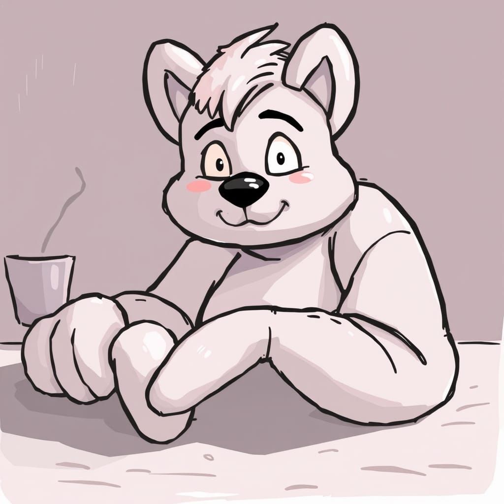 Whimsical Bear in a Fantastical Landscape