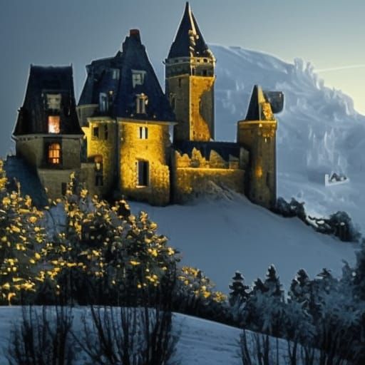 Winterscape With a Castle Snow