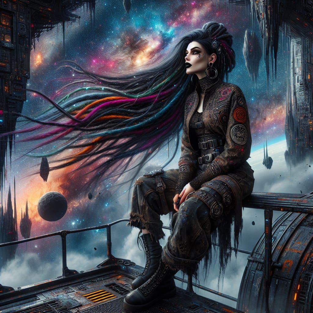 17 - VIDEO - Space Pirate - Very modified prompt in Dall-e3 - Jocastra on the bridge with Sarawan