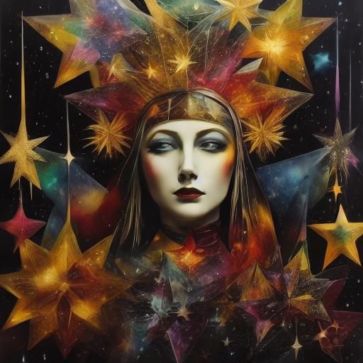 <lora:Starborn1:1.0> Black and white iridescent sparkling co...