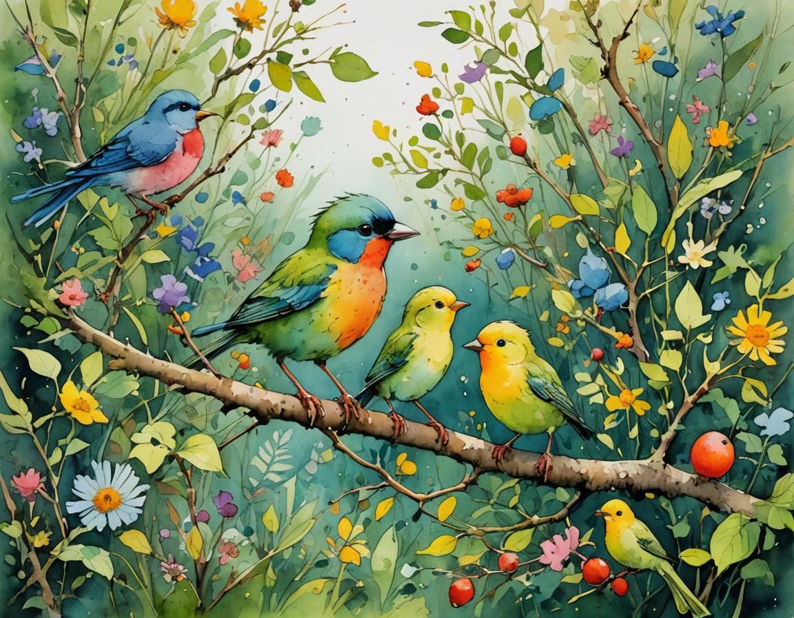 Birds in Row